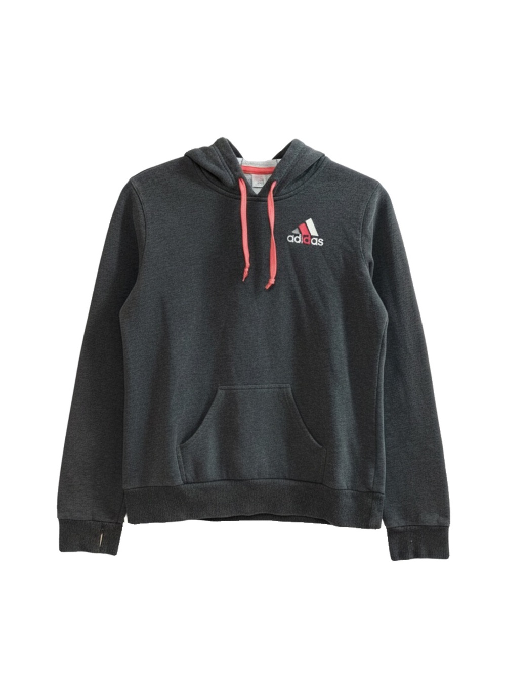adidas Dark Gray Hoodie with Pink Drawcords
